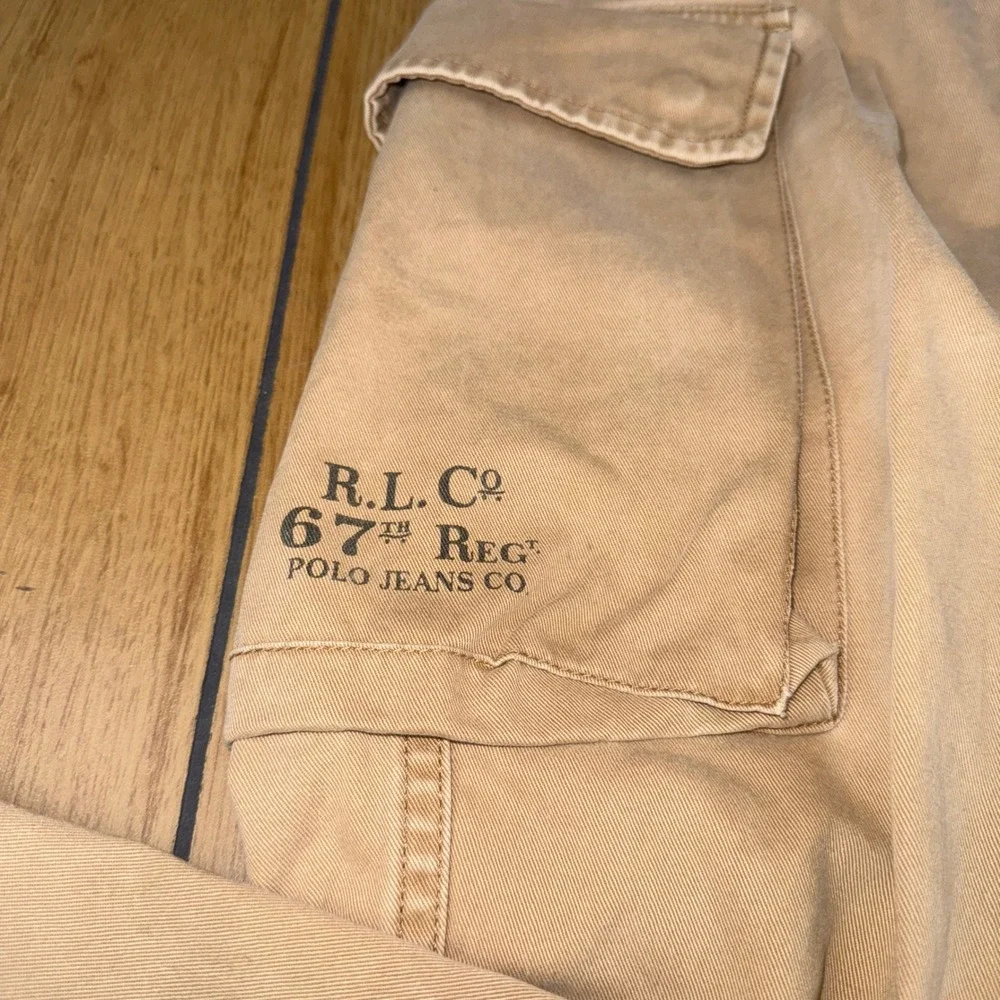 Polo Jeans Company Ralph Lauren Cargo Pants Khaki Tan Mens 36x30 Relaxed Fit‎